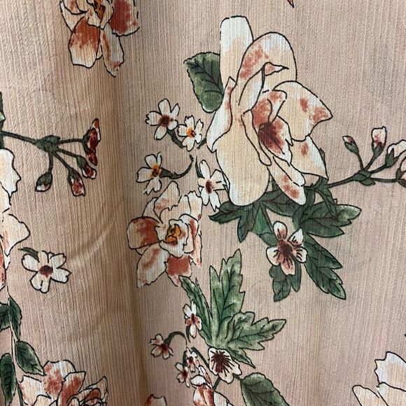 Torrid size 2X dusty rose FLORAL PRINT CHIFFON RUFFLE BELL SLEEVE STRAPPY blouse - Picture 5 of 10